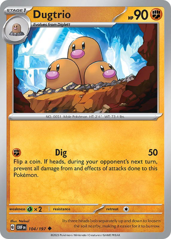 Pokemon Pokemon Dugtrio U [OBF 104/197] Scarlet & Violet "Obsidian Flames" (EN)