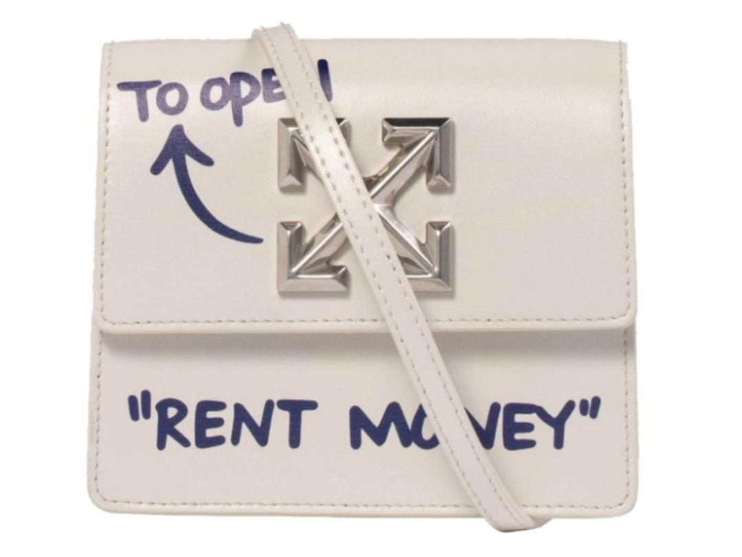 Off-White OFF-WHITE 0.7 Jitney Quote Bag "RENT MONEY" White