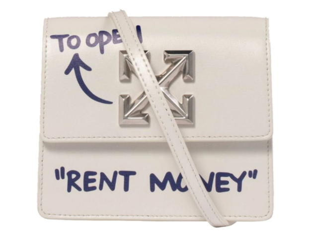 Off-White OFF-WHITE 0.7 Jitney Quote Bag "RENT MONEY" White - view 1