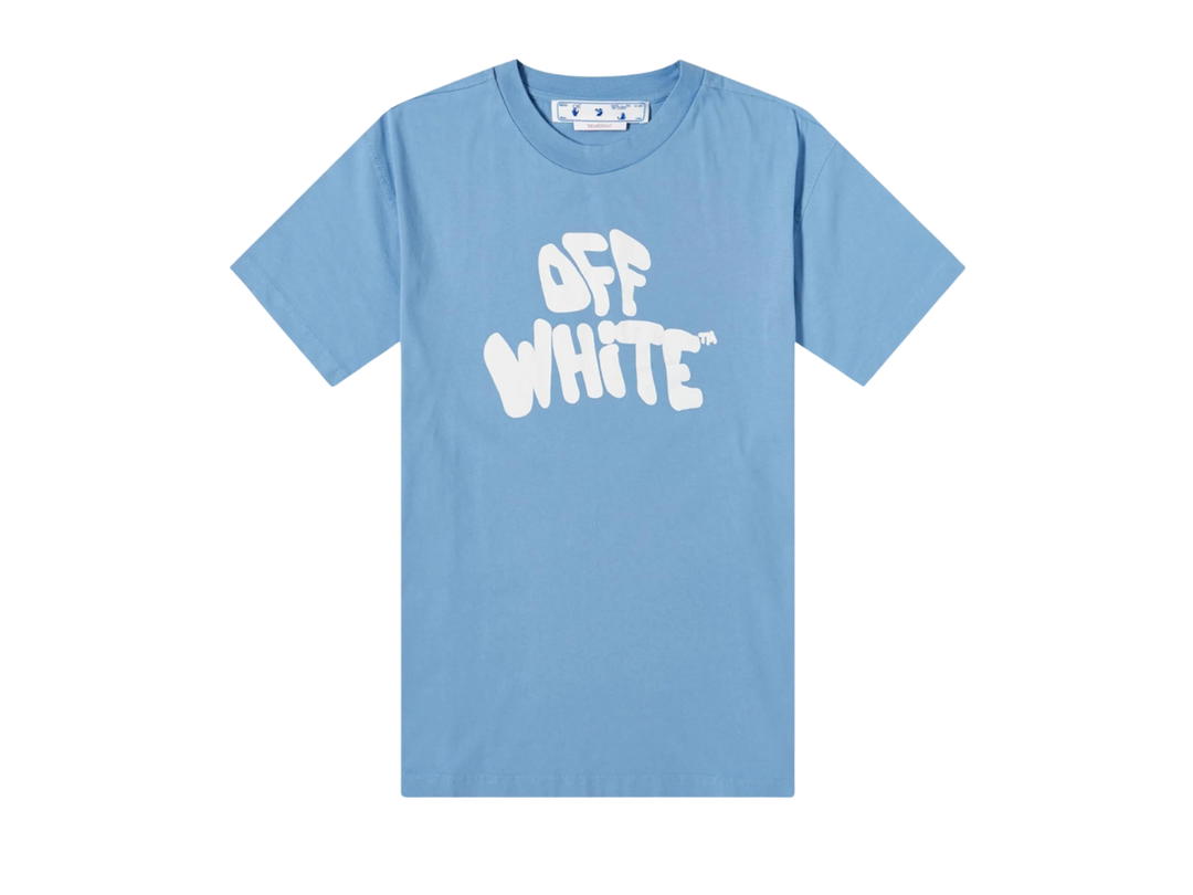 Off-White Off-White 70s Type Logo Casual T-Shirt Blue