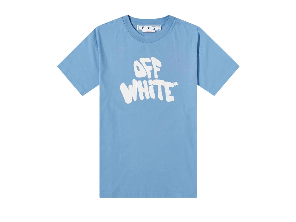 Off-White Off-White 70s Type Logo Casual T-Shirt Blue
