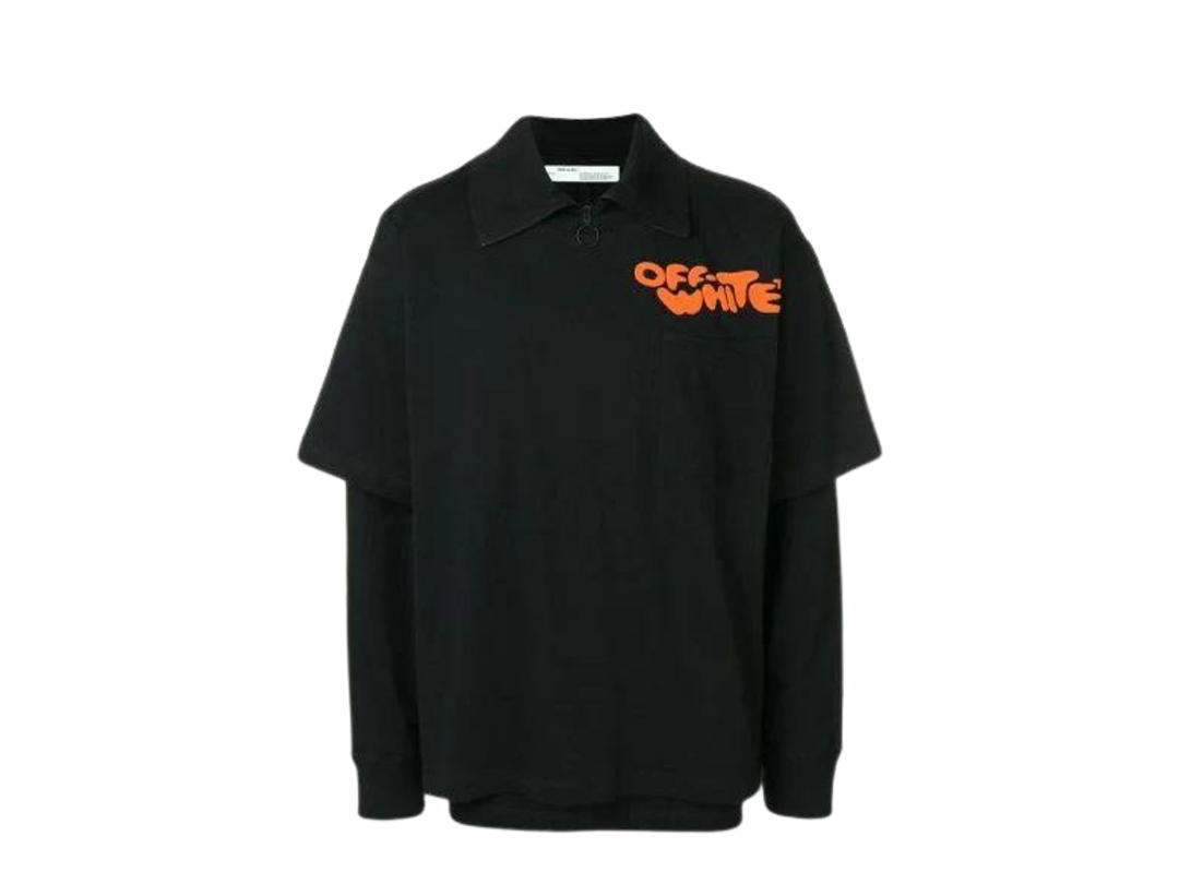 Off-White Off-White Alphabet Pattern Printing Zipper lapel Long Sleeves Black