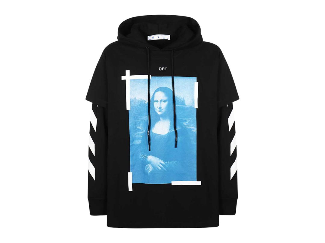 Off-White Off-White Blue Mona Lisa Double Tee Hoodie Black