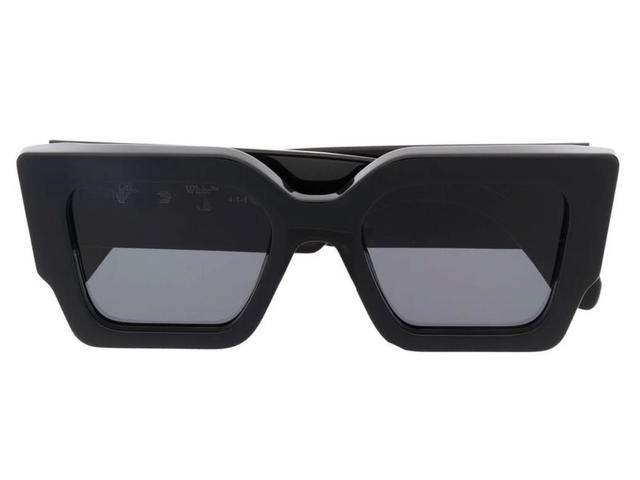 Off-White Off-White Catalina Rectangular Frame Sunglasses Black Dark Grey Gold - view 2