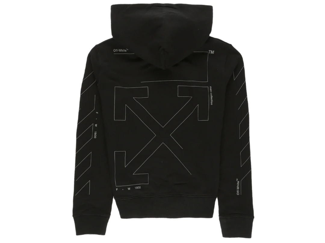 Off-White Off-White Diag Unfinished Slim Hoodie Black Silver