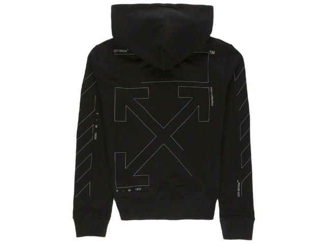 Off-White Off-White Diag Unfinished Slim Hoodie Black Silver - view 1