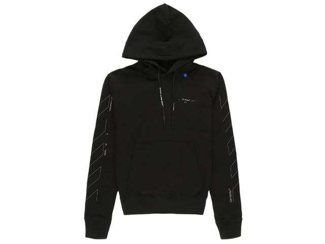 Off-White Off-White Diag Unfinished Slim Hoodie Black Silver - view 2