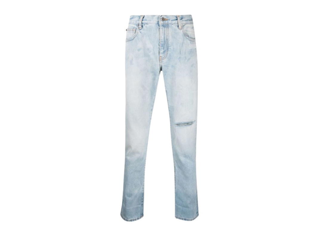 Off-White Off-White Distressed Straight-Leg Jeans
