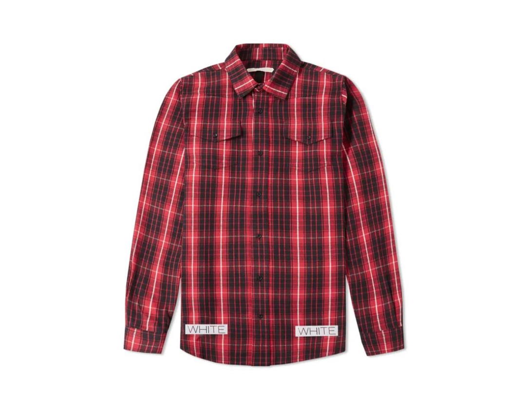 Off-White Off-White Kemeja Flanel Check Shirt Red Black