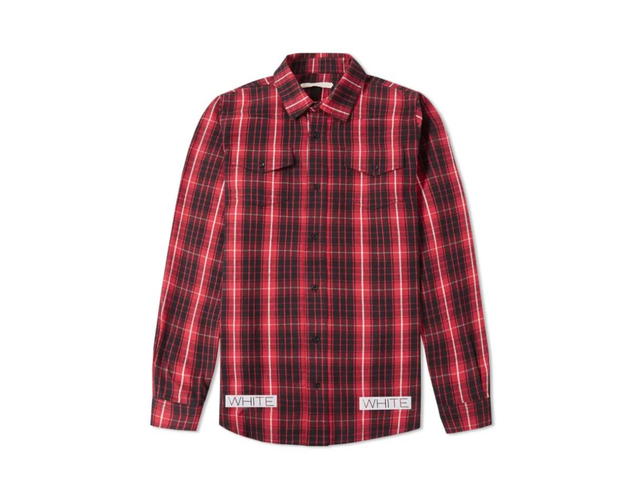 Off-White Off-White Kemeja Flanel Check Shirt Red Black - view 1