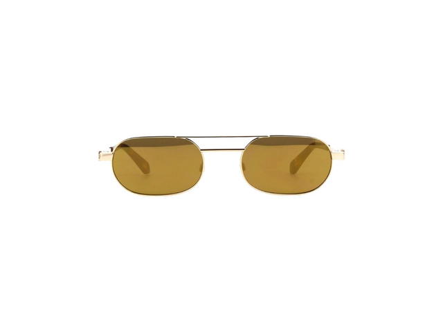 Off-White Off-White OERI123 VAIDEN Sunglasses In Shiny Gold Acetate Frame With Brown And Gold Mirror Lens - view 2