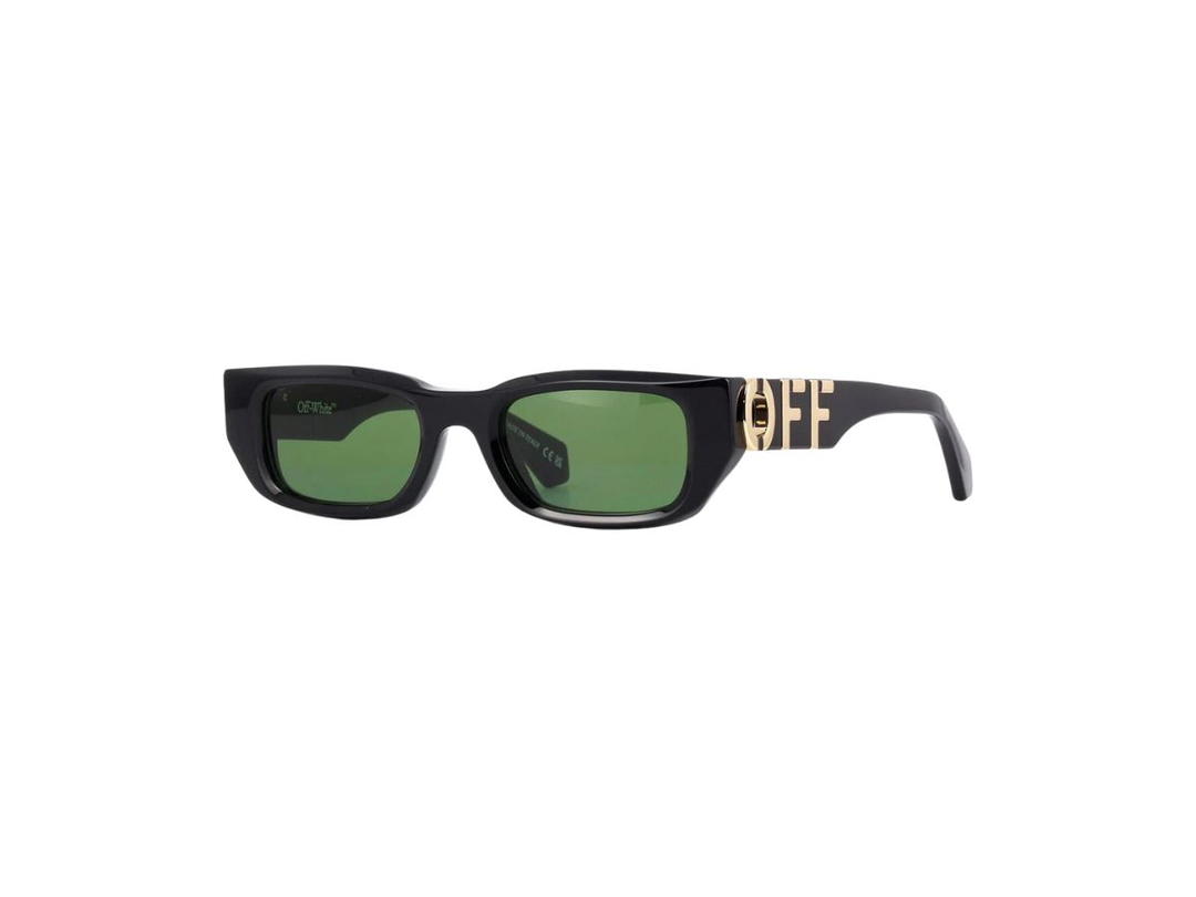 Off-White Off-White OERI124 FILLMORE Sunglasses In Shiny Black Frame With Green Light Mirror Lense