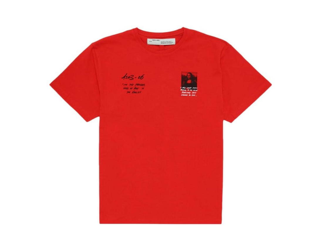 Off-White Off-White Oversized Monalisa Graphic Print T-Shirt Red