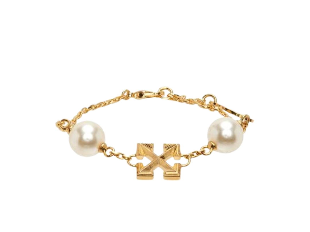 Off-White Off-White Pearl Arrow Bracelet In Gold-Tone Brass Hardware
