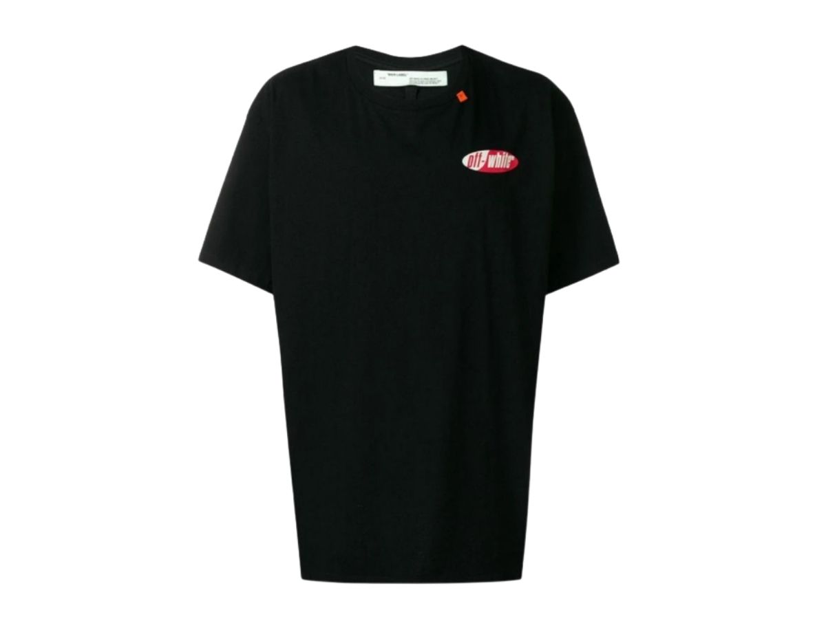Off-White OFF-WHITE Slim Fit Split Logo Print T-Shirt Black
