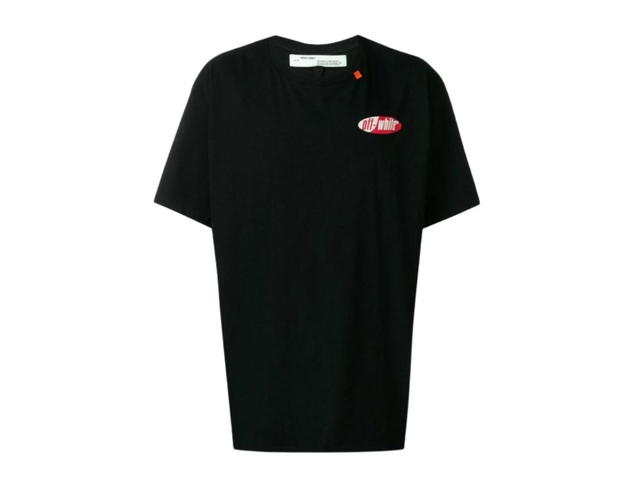 Off-White OFF-WHITE Slim Fit Split Logo Print T-Shirt Black - view 1