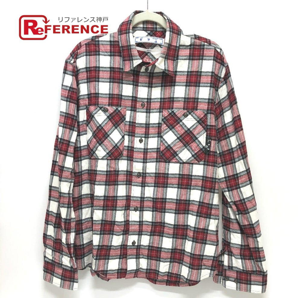 Off-White OFF-WHITE spray check pattern  Long sleeve shirt cotton Red