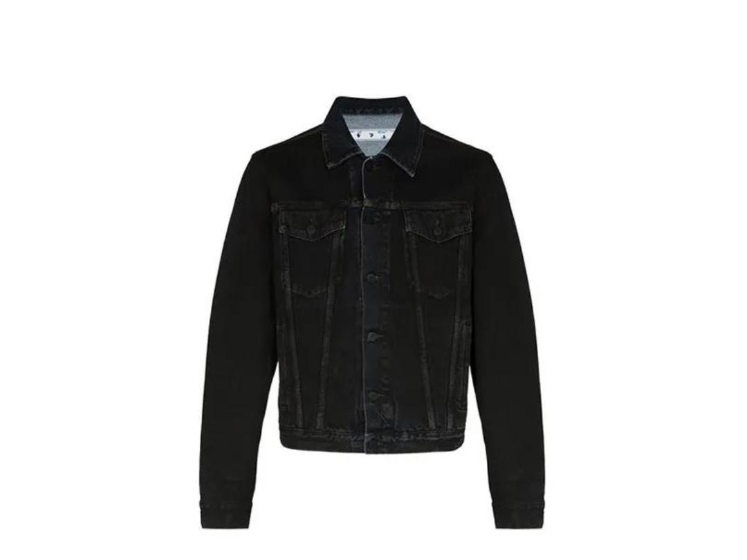 Off-White Off-White Stencil Slim Denim Jacket Black-Medium Blue