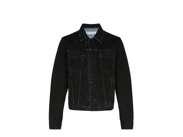 Off-White Off-White Stencil Slim Denim Jacket Black-Medium Blue - view 1