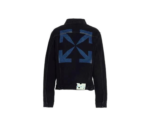 Off-White Off-White Stencil Slim Denim Jacket Black-Medium Blue - view 2