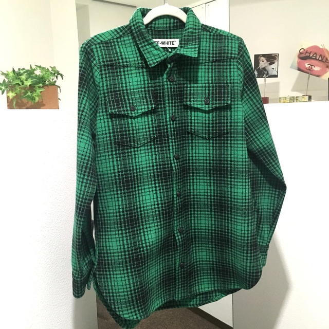 Off-White OFF-WHITE TARTAN SHIRT DIAG ALL OVER Jacket Coat Green/White - view 1
