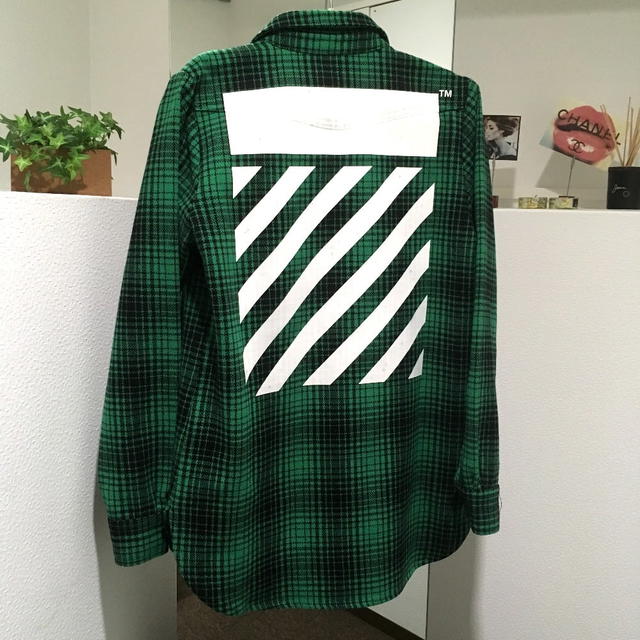 Off-White OFF-WHITE TARTAN SHIRT DIAG ALL OVER Jacket Coat Green/White - view 2