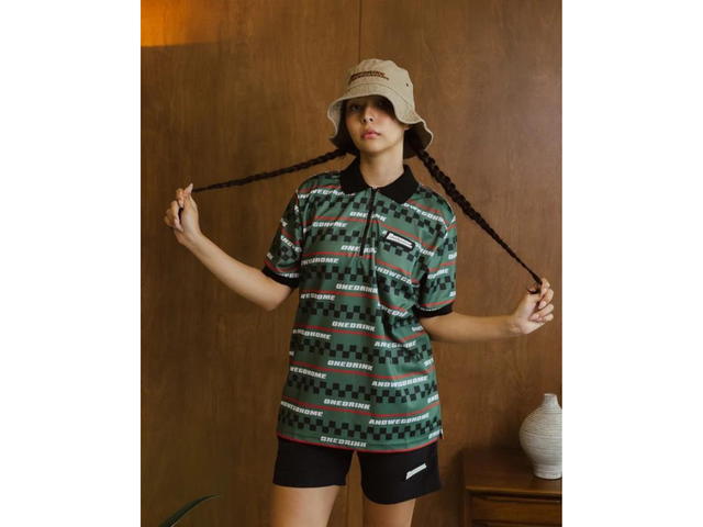 One Drink And We Go Home One Drink And We Go Home Polo Striped Green - view 4