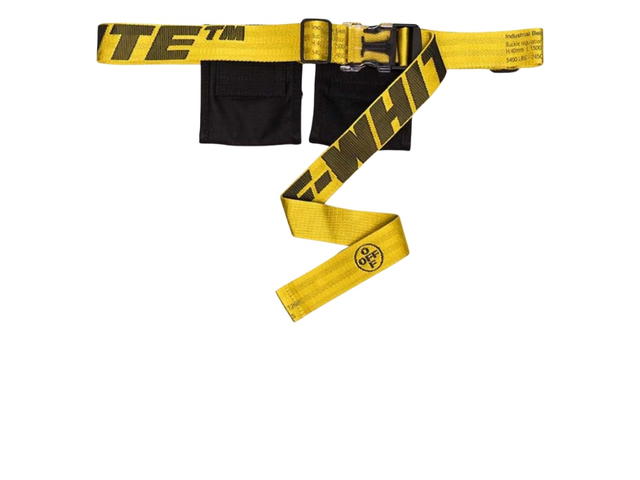 Off-White Off White Classic Industrial Two Pocket Belt Bag Black Yellow - view 2
