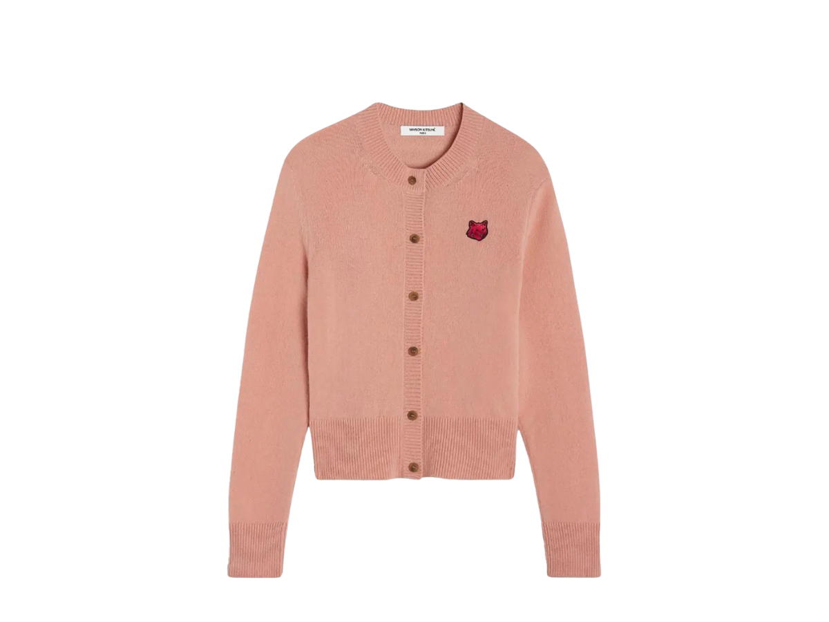 Maison Kitsune Maison Kitsune CNY Bold Fox Head Regular Cardigan Pink (W)
