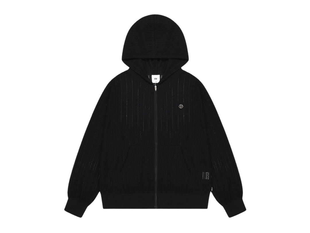 OY OY Crochet Hoodie Zip-Up Black
