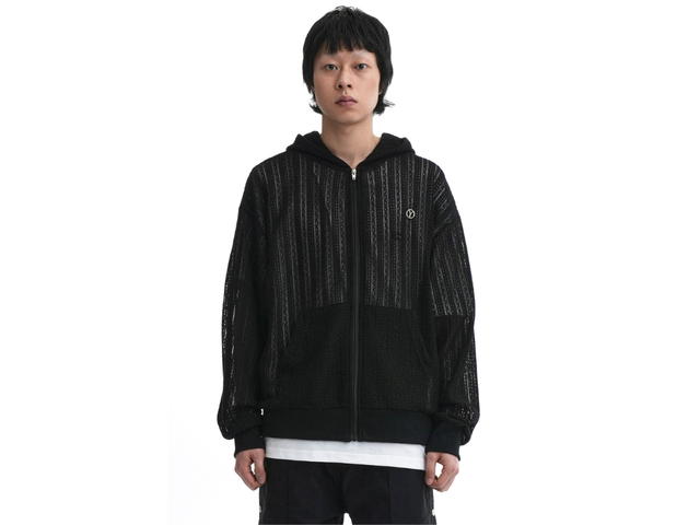 OY OY Crochet Hoodie Zip-Up Black - view 3
