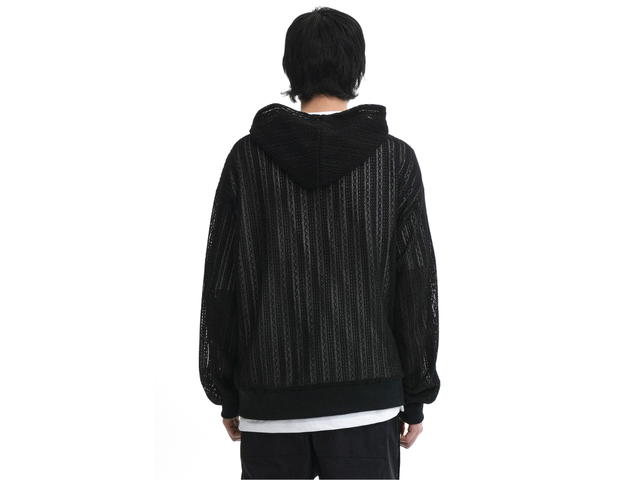 OY OY Crochet Hoodie Zip-Up Black - view 4