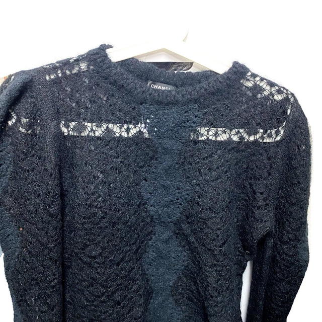 Chanel P75692 CC CC Mark Lace rhinestone Sweaters Long Sleeve Apparel Topsknit - view 5
