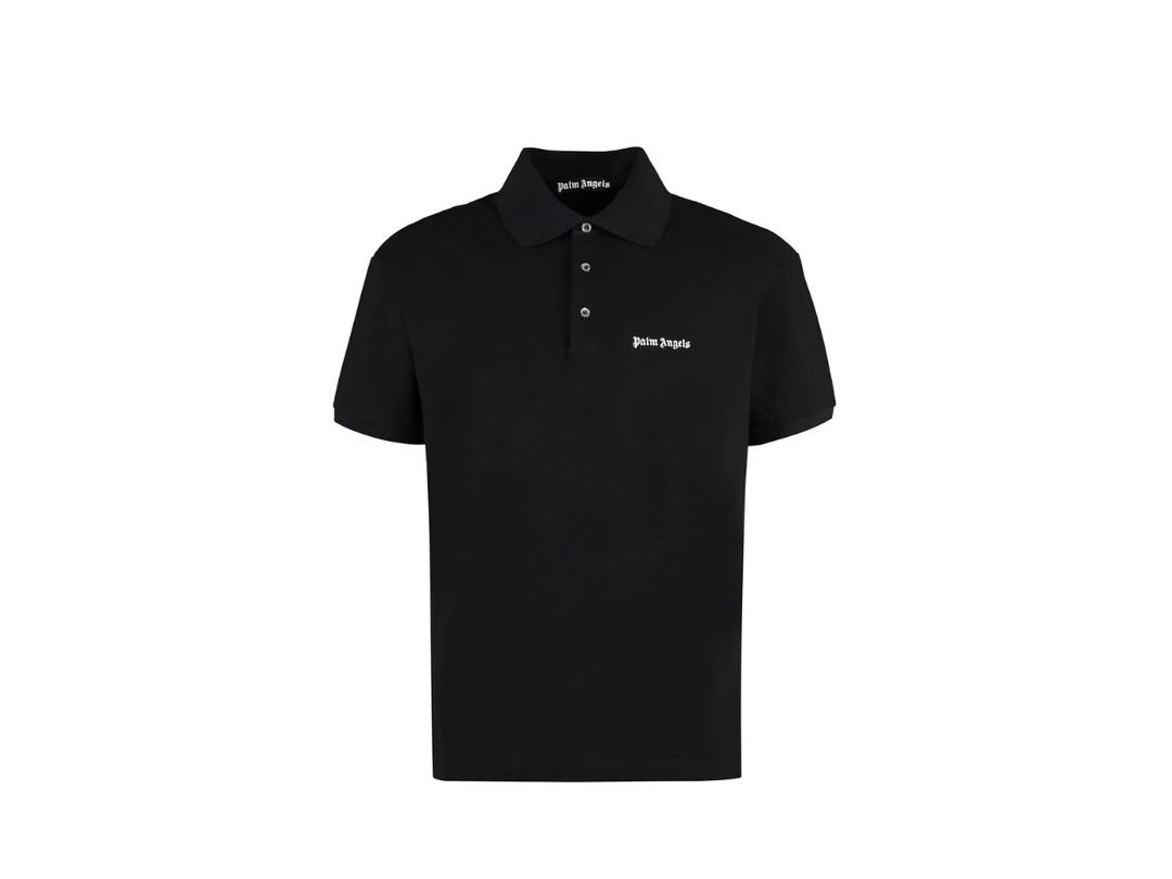 Palm Angels Palm Angels Logo Embroidered Polo Shirt Black