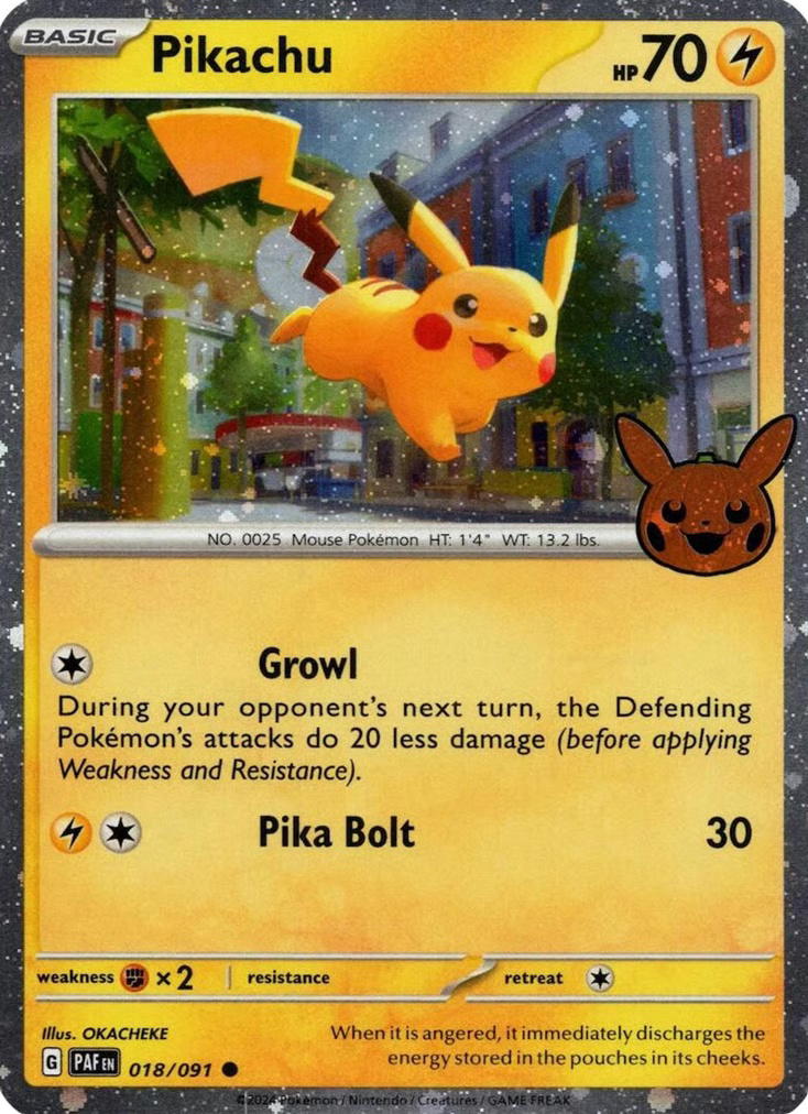 Pokemon Pokemon Pikachu C [PAF 018/091] Scarlet & Violet "Paldean Fates" [Halloween Trick or Trade 2024] (EN)