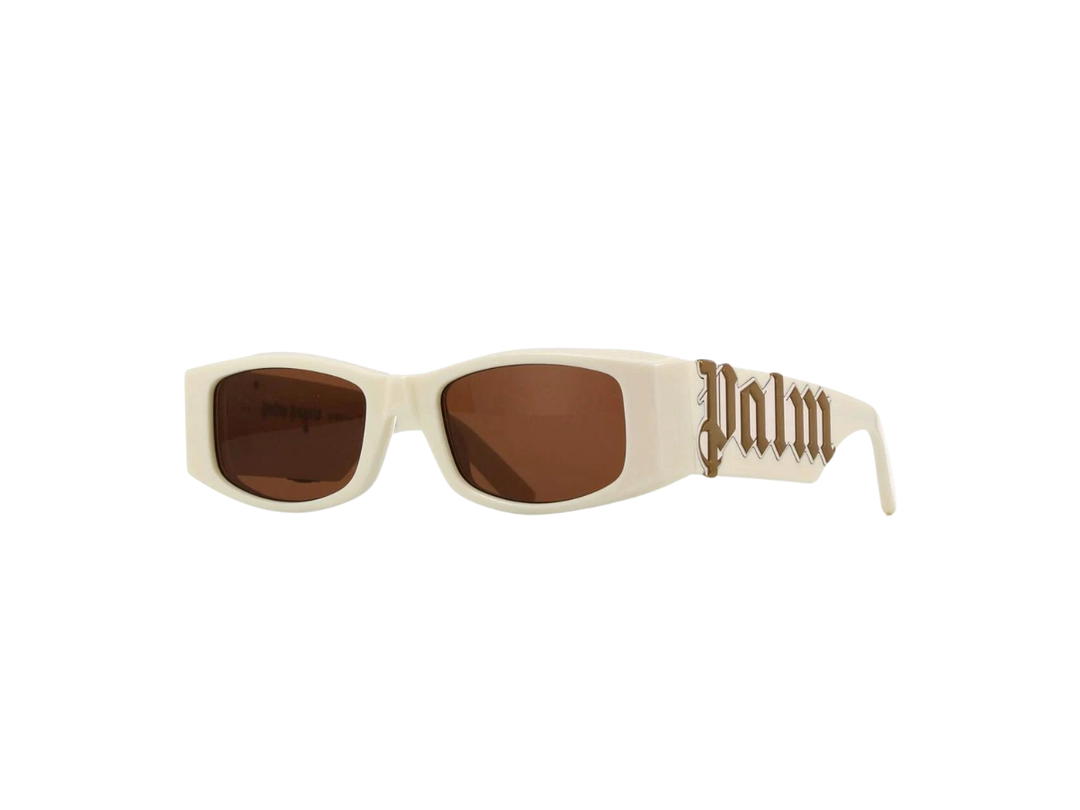 Palm Angels Palm Angels Angel Sunglasses  In Acetate Frame With Brown Lens Ivory White