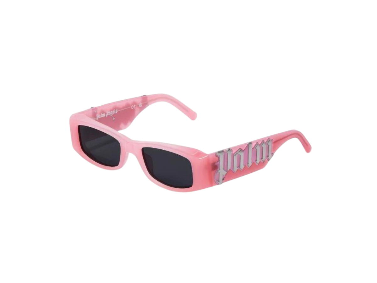 Palm Angels Palm Angels Angel Sunglasses In Rectangle Frame With Dark Grey Lens Pink