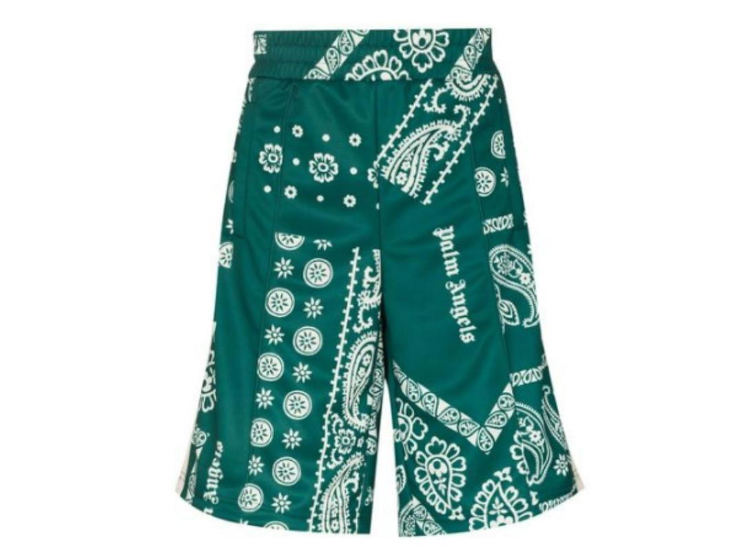 Palm Angels Palm Angels Bandana Print Track Shorts Green