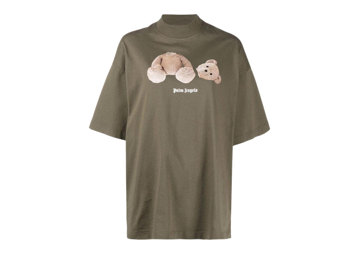 Palm Angels Palm Angels Bear Print Logo Print T-Shirt Military Brown