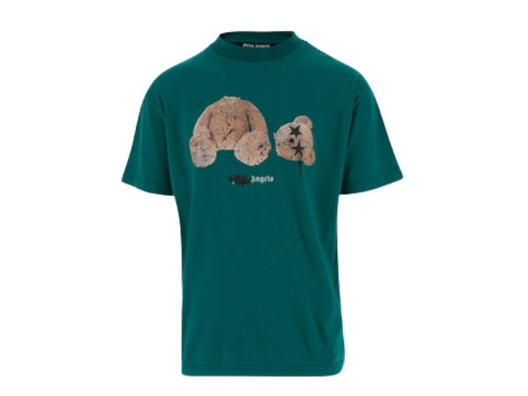 Palm Angels Palm Angels Bear Print Sprayed Logo T-shirt Forest Green/Brown