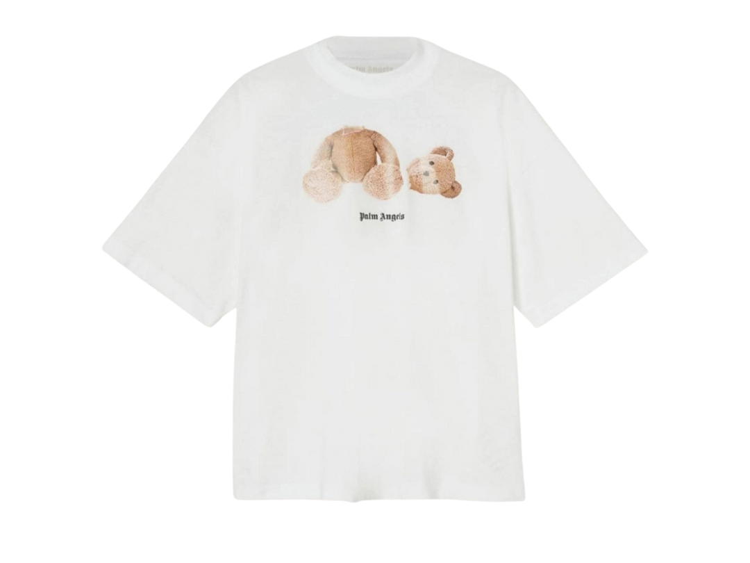 Palm Angels Palm Angels Broken Bear Cotton T-Shirt White Brown