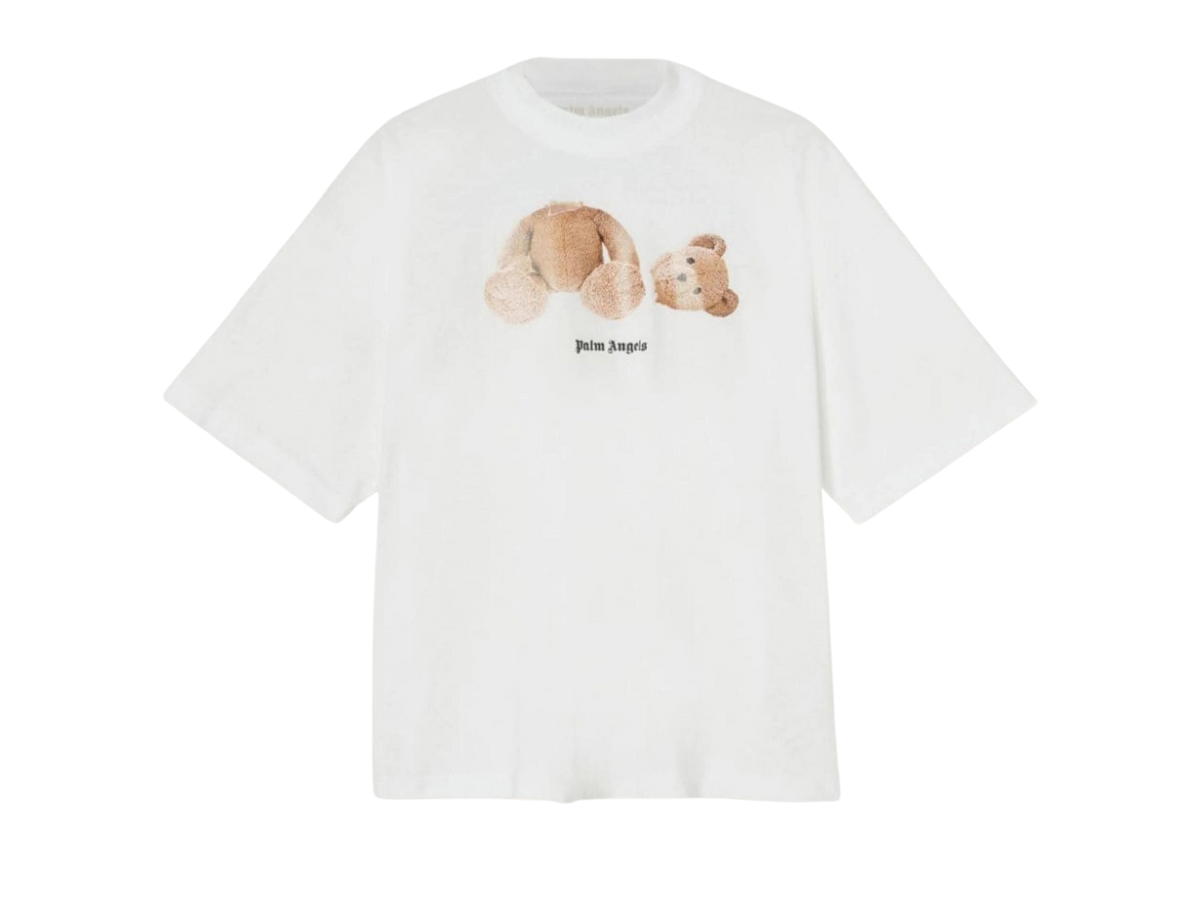 Palm Angels Palm Angels Broken Bear Cotton T-Shirt White Brown