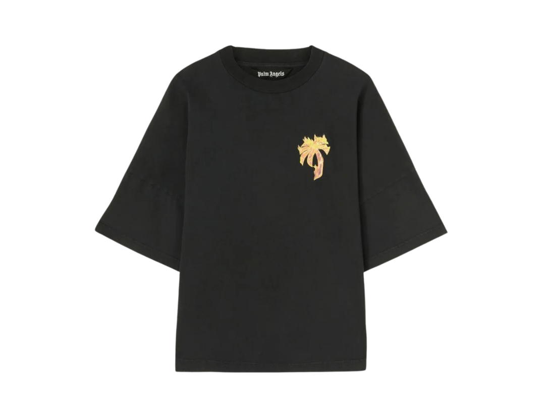 Palm Angels Palm Angels Burning Palm T-Shirt Black Gold