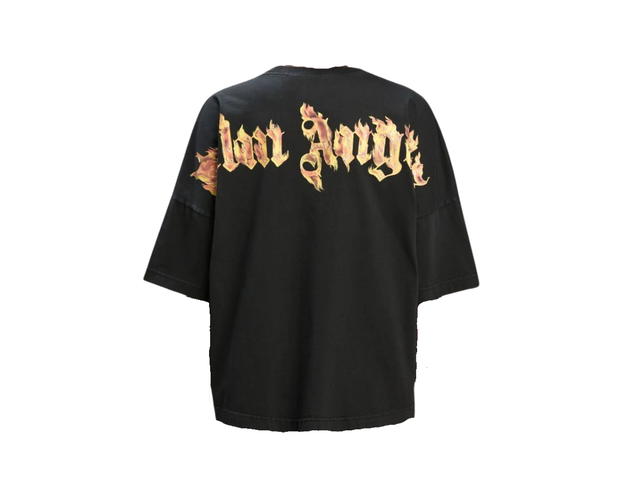 Palm Angels Palm Angels Burning Palm T-Shirt Black Gold - view 2