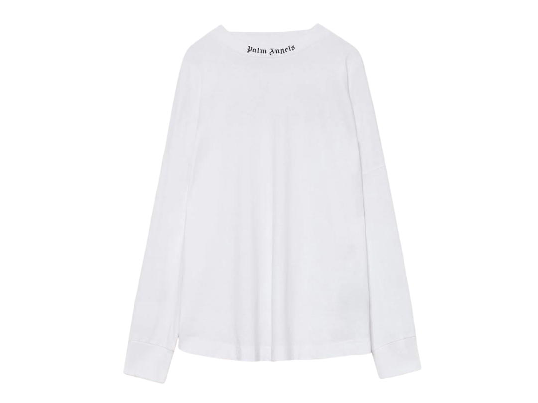 Palm Angels Palm Angels Doubled Logo LS T-Shirt White Fuchsia