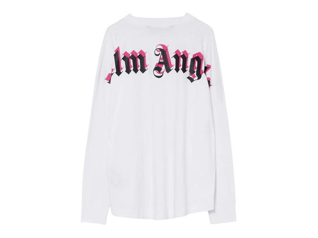 Palm Angels Palm Angels Doubled Logo LS T-Shirt White Fuchsia - view 2