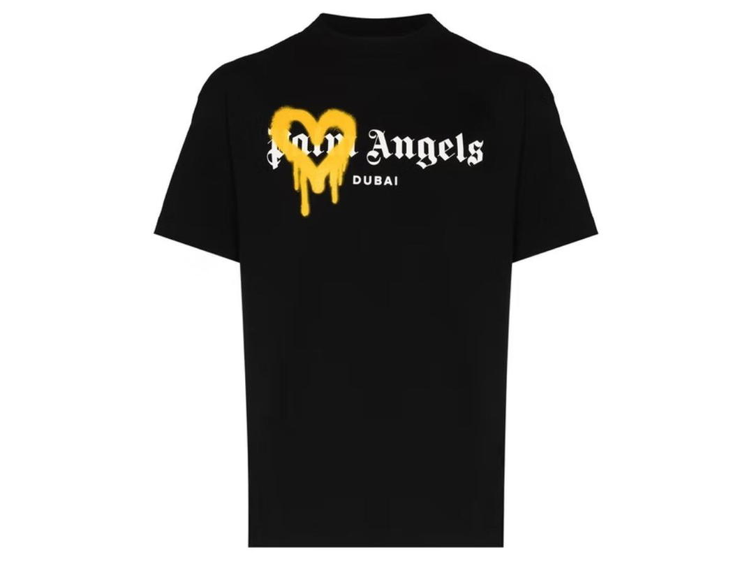 Palm Angels Palm Angels Dubai Heart Sprayed Logo T-Shirt Black