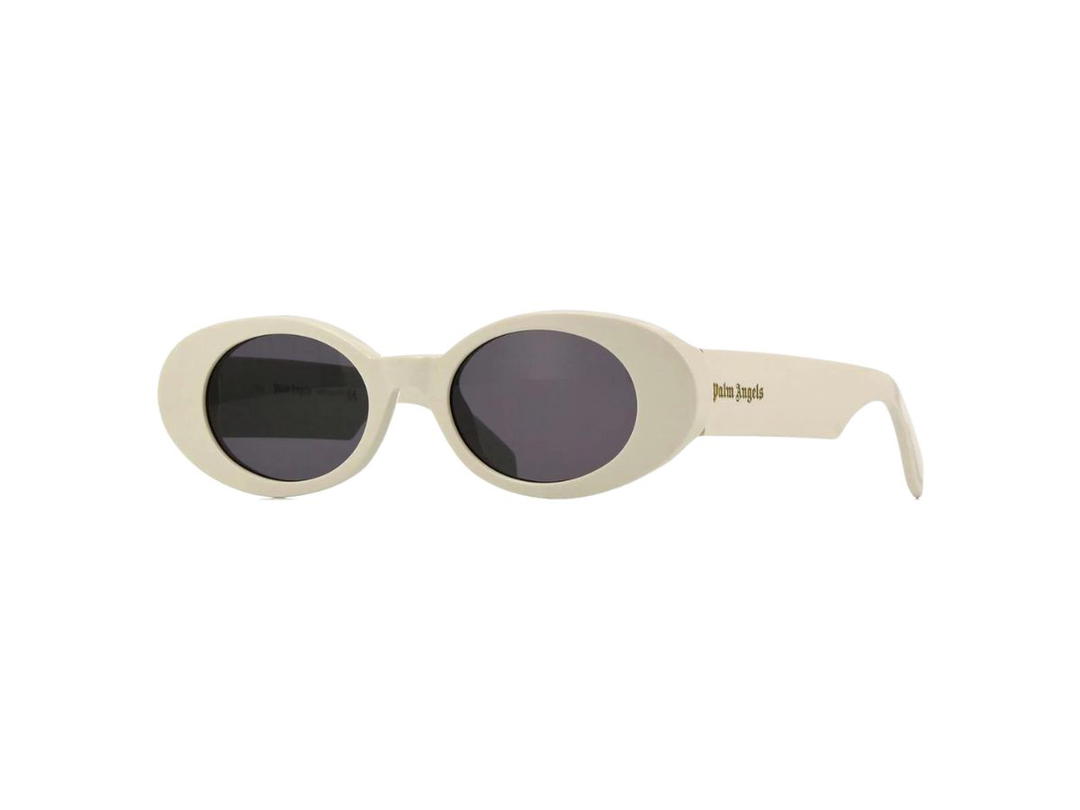 Palm Angels Palm Angels Gilroy Sunglasses In Ivory White Acetate Frame With Gold Logo And Dark Grey Lenses