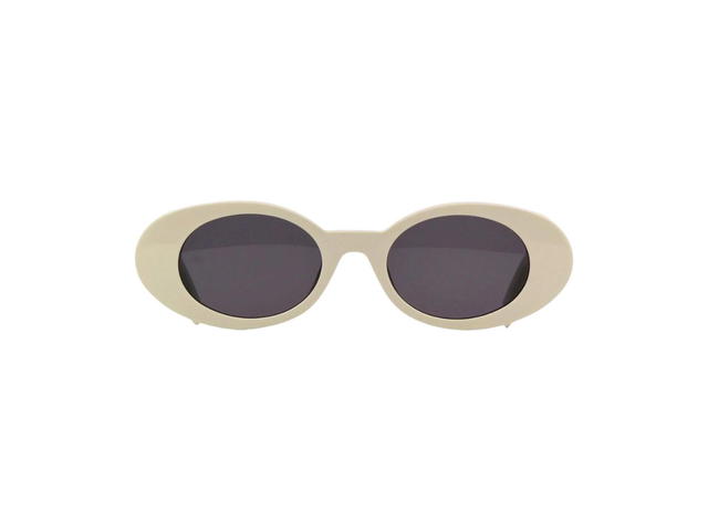 Palm Angels Palm Angels Gilroy Sunglasses In Ivory White Acetate Frame With Gold Logo And Dark Grey Lenses - view 2