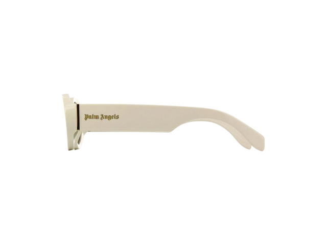 Palm Angels Palm Angels Gilroy Sunglasses In Ivory White Acetate Frame With Gold Logo And Dark Grey Lenses - view 3
